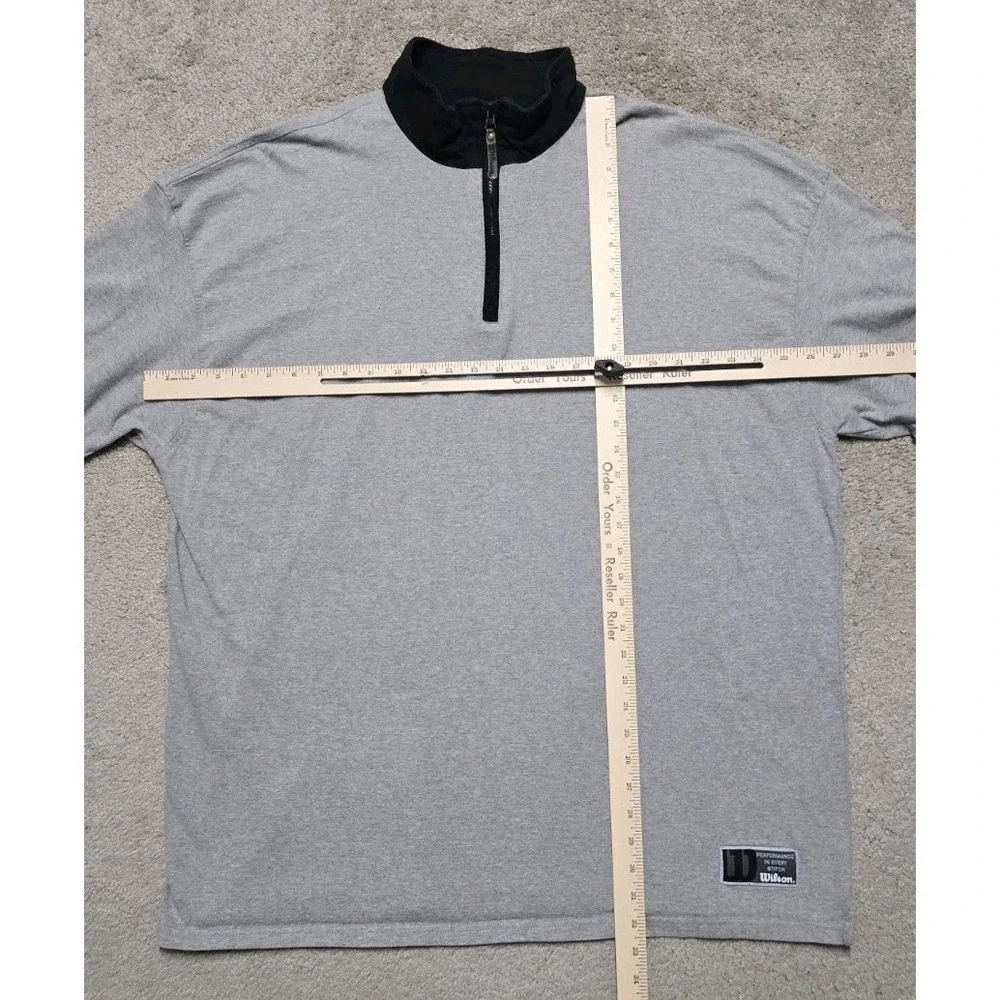 Wilson 1/4 Zip Jacket Pullover Mens XXL 2XL‎ Gray Fleece Rugby Style Tennis Golf